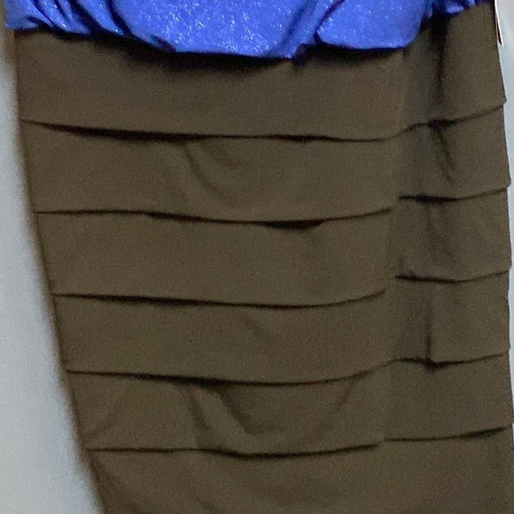 NWT ENFOCUS WOMAN SIZE 16 W COBALT BLUE GLITTER TOP BLACK SKIRT COCKTAIL DRESS - Picture 7 of 12
